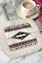 Ethnic Geometric Motif Fringed Presentation Napkin - Bohemian Elegant Black Pink Cream Coaster Tissue - 6