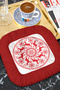Nordic Winter Patterned Fringed Presentation Decoration Napkin - Christmas Themed Red Rustic Coffee Napkin - 4
