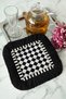 Luxurious Geometric Fringed Presentation Napkin - Monochrome Modern Black Gold Colored Coaster Tissue - 7