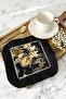 Luxurious Gold-Color Moire Fringed Presentation Napkin - Stylish Bohemian Black Gold-Color Coaster Tissue - 8