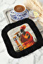 African-Inspired Stylish Fringed Presentation Napkin - Artistic Ethnic Bohemian Black Red Coaster Handkerchief - 2