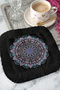 Elegant Mandala Motif Fringed Presentation Napkin - Luxurious Bohemian Black Purple Patterned Coffee Presentation Napkin - 6