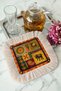 Indian Ethnic Motif Fringed Presentation Napkin - Elephant Printed Bohemian Yellow Burgundy Brown Presentation Handkerchief - 6