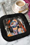 Modern Art Portrait Fringed Presentation Napkin-Expressionist Colorful Bohemian Black Coaster Tissue - 5