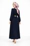 Women's Gold Chain Belt Detailed Crew Neck and Hijab Clothing Twisted Dress - 8