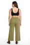 Women's Khaki Textured Plus Size Pajama Bottoms with Pockets - 4