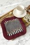 Royal Rose Motif Fringed Bohemian Presentation Napkin - Elegant Stripes Bohemian Burgundy Coaster Tissue - 5