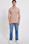 Men's Slim Fit 100% Cotton Short Sleeve Polo Collar Beige T-Shirt - 3