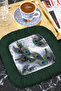 Eye-Catching Peacock Feather Fringed Presentation Napkin - Elegant Bohemian Green Primary Color Coaster Tissue - 8
