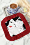 Elegant Art Illustration Tasseled Presentation Napkin-Modern Women's Black Red Coaster Tissue - 6