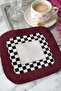 Luxurious Checkered Fringed Presentation Placemat Tissue - Timeless Classic Bohemian Burgundy Black Presentation Napkin - 7