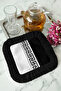 Greek Motif Fringed Coffee Side Serving Napkin - Geometric Luxury Modern Black and White Presentation Napkin - 5