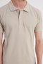 Men's Slim Fit 100% Cotton Short Sleeve Polo Collar Beige T-Shirt - 4