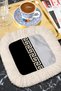 Greek Motif Fringed Presentation Napkin - Luxurious Classic Modern Black Gold Colored Coaster Tissue - 7