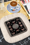 Luxury Farmhouse Motif Fringed Presentation Napkin - Rustic Black Checkered Gold Colored Coaster Tissue - 7