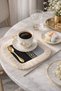 Greek Motif Fringed Presentation Napkin - Luxurious Classic Modern Black Gold Colored Coaster Tissue - 6