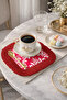 Baroque Motif Fringed Coffee Side Serving Napkin - Elegant Classic Elegant Red and White Presentation Napkin - 6