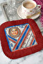 Luxurious Fringed Presentation Napkin with Sun Motif - Ethnic Style Red and Blue Patterned Coffee Presentation Napkin - 5