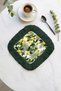 Lemon Garden Fringed Cocktail Napkin - Tropical Summer Style Dark Green Coaster Napkin - 2
