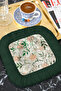 Luxury Flower Garden Fringed Presentation Napkin - Botanical Nordic Green White Coaster Tissue - 7