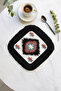 Ethnic Luxury Fringed Presentation Napkin - Geometric Bohemian Black and Red Design Coaster Napkin - 2
