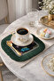 Baroque Floral Fringed Presentation Placemat Tissue - Spring Garden Bohemian Black Green Presentation Napkin - 2