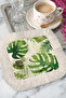 Tropical Leaf Fringed Presentation Napkin - Natural Green Bohemian Cream Fringe Coaster Serving Napkin - 3