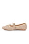 Beige Wide Fit Lightweight Flexible Women's Stone Embroidered Ballerinas 681149 Z - 4