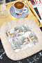 Winter Garden Snow View Fringed Presentation Napkin - Natural Rustic White Gray Beige Coaster Tissue - 4