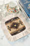 Ethnic Motif Fringed Bohemian Presentation Napkin - Geometric Bohemian Beige Brown Coaster Napkin - 2