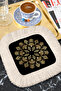 Luxurious Mandala Sparkling Fringed Presentation Napkin - Black Bohemian Cream Fringed Coaster Tissue - 3