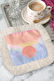 Pastel Sunset Fringed Presentation Napkin - Soft Cloudy Bohemian Lilac Salmon Coaster Tissue - 3