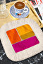 Pop Art Colorful Tasseled Presentation Napkin - Geometric Modern Orange Cream Coaster Tissue - 4
