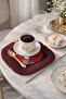 Luxurious Japanese Geisha Art Presentation Napkin with Tassels - Far Eastern Modern Burgundy Coaster Tissue - 4