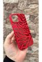 iPhone 15 Compatible Red Zebra Patterned Silicone Shock-Absorbing Classic Rubber Case - 4