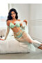 4pcs Women's Mental Tassel Drop Wireless Bra with Thong, Skirt and Sleeves set - 5