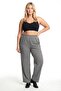 Women's Black-White Checkered Plus Size Pajama Bottoms with Pockets