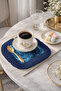 Night Wave Fringed Presentation Napkin - Marine Spirit Bohemian Dark Blue Design Coaster Tissue - 3