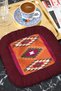Ethnic Motif Fringed Decorative Fabric Napkin - Traveler Bohemian Orange Burgundy Coaster Handkerchief - 8