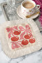 Retro Cherry Motif Fringed Presentation Placemat Tissue - Elegant Pink Tone Bohemian Chic Presentation Napkin - 6