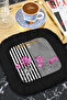 Baroque Striped Fringed Presentation Napkin - Floral Luxurious Glam Eclectic Black Pink Coaster Tissue - 8