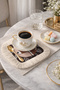 Elegant Deer Patterned Fringed Coffee Side Serving Napkin - Natural Bohemian Brown Cream Presentation Napkin - 3