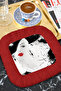 Elegant Art Illustration Tasseled Presentation Napkin-Modern Women's Black Red Coaster Tissue - 4