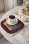 Exotic Tiger Motif Fringed Presentation Napkin - Vibrant Bohemian Red Berceste Coaster Tissue - 6