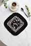 Luxurious Floral Fringed Decorative Fabric Napkin - Classic Elegance Black Bohemian Coaster Tissue - 5