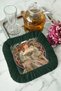 Art Nouveau Elegant Fringed Serving Cocktail Napkin - Vintage Art Bohemian Green Coaster Tissue - 6