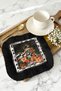 Flower Garden Elegance Fringed Presentation Napkin-Artistic Women's Themed Bohemian Black Coaster Tissue