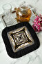 Chain Motif Fringed Serving Cocktail Napkin-Luxury Modern Black Gold Color Coaster Tissue - 3