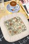 Romantic Vintage Bird Fringed Presentation Napkin - English Garden Beige Color Coaster Tissue - 6