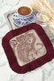 Asian Motif Fringed Presentation Napkin-Exotic Animal Figure Bohemian Burgundy Coaster Serving Napkin - 5